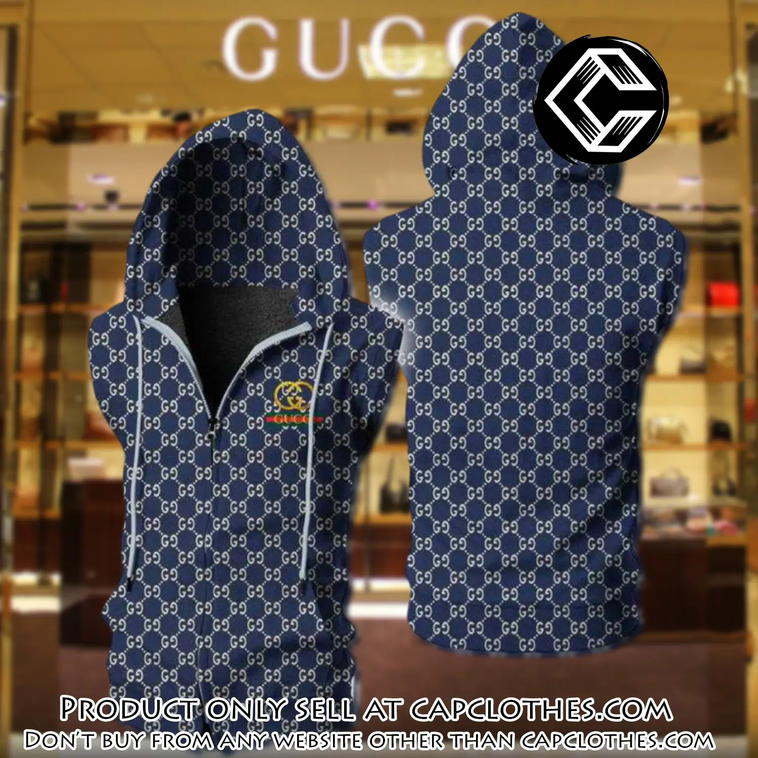Gucci navy unisex sleeveless zip up hoodie luxury for men women szh005 cc5838973